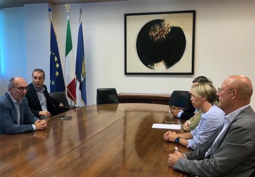 Una fase dell'incontro a Udine tra il vicegovernatore della Regione Riccardo Riccardi e i rappresentanti dell'Ordine dei Farmacisti del Friuli Venezia Giulia