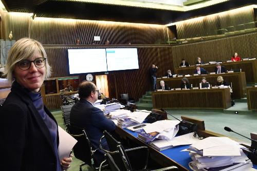 L'assessore Zilli durante la seduta del Consiglio regionale