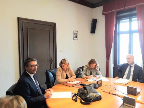 Pierpaolo Roberti, assessore Autonomie Locali, Sicurezza, Immigrazione, Politiche Comunitarie e Corregionali all’Estero, all'incontro con i questori e prefetti del Friuli Venezia Giulia