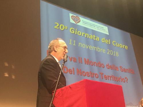 Il vicegovernatore Riccardo Riccardi al convegno “Dove va il mondo della sanità del nostro territorio” organizzato al Cinemazero dall’Associazione Amici del Cuore “Domenico Zanuttini” in occasione della 20ma giornata del Cuore - Pordenone, 11 novembre.