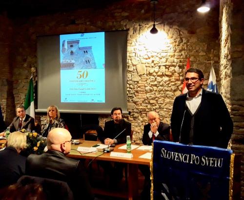 L'assessore Roberti interviene alla cerimonia commemorativa per il cinquantesimo anniversario di Fondazione dell'Unione emigranti sloveni del Friuli Venezia Giulia (Slovenci po svetu) a Cividale.