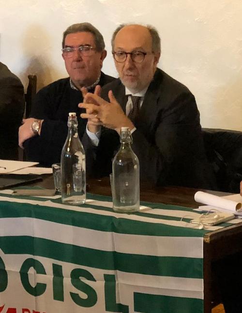 Il vicegovernatore del Friuli Venezia Giulia con delega alla Salute, Riccardo Riccardi all'incontro con il consiglio generale del sindacato pensionati Fnp-Cisl dell'Udinese e della Bassa Friulana