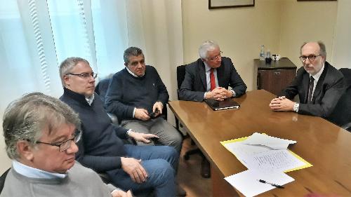 Il vicepresidente della Regione Riccardo Riccardi con i vertici della Asp "Ardito desio" di Palmanova. Da sinistra il direttore Flavio Cosatto, il consigliere regionale Mauro Bordin, il sindaco Francesco Martines e il presidente Claudio Kovatsch 