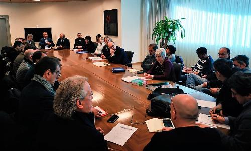 Il vicegovernatore del Friuli Venezia Giulia con delega alla Salute, Riccardo Riccardi, durante l'incontro con le rappresentanze sindacali del comparto sanità.