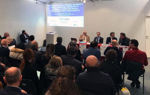 Il convegno "Incidenze delle variazioni ambientali e sicurezza alimentare nelle produzioni di molluschi bivalvi" svoltosi nell'ambito della fiera Aquafarm a Pordenone