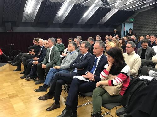 L'assessore regionale a Infrastrutture e territorio, Graziano Pizzimenti, al convegno sul cicloturismo promosso dall'Uti Agro-Aquileiese - Cervignano del Friuli (Udine), 18 febbraio 2019.