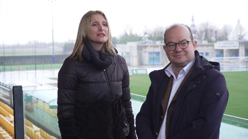 Il vice governatore con delega a Cultura e sport Mario Anzil in visita all'impianto sportivo di Lignano "Teghil" con la sindaca di Lignano Sabbiadoro Laura Giorgi