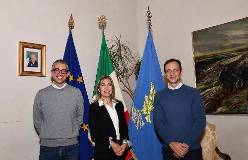 Da sinistra, l'assessore Pierpaolo Roberti, il prefetto Ester Fedullo e il governatore Massimiliano Fedriga