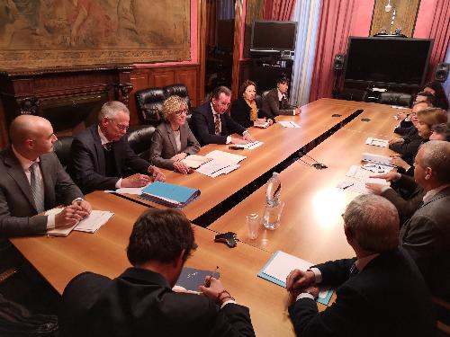 Incontro istituzionale a Roma con gli assessori regionali all'Energia, Fabio Scoccimarro, e alle Finanze e Patrimonio, Barbara Zilli.
