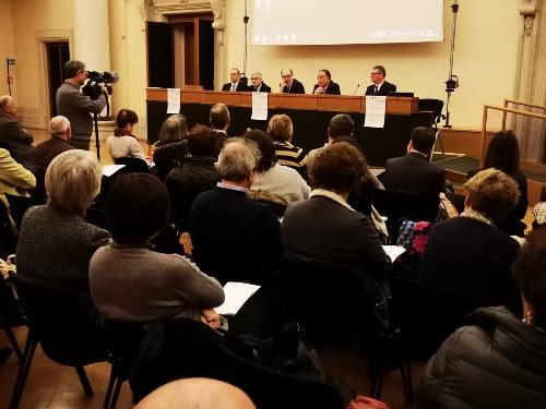 Il convegno su 'Riordino del sistema sanitario e politiche sociali in Fvg. Cosa cambia per i cittadini', oggi in municipio a Udine, alla presenza del vicegovernatore con delega alla Salute del Friuli Venezia Giulia, Riccardo Riccardi.