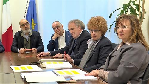 L'assessore alla Cultura del Friuli Venezia Giulia, Tiziana Gibelli, assieme agli esperti Antonio Giusa, Filippo Nalon, Renato Manzoni e al direttore centrale Cultura, Antonella Manca - Udine, 18 marzo 2019