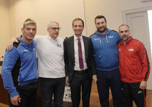 Il governatore del Friuli Venezia Giulia, Massimiliano Fedriga, alla presentazione del Dual match Italia-India di Boxe olimpica-Elite maschile.