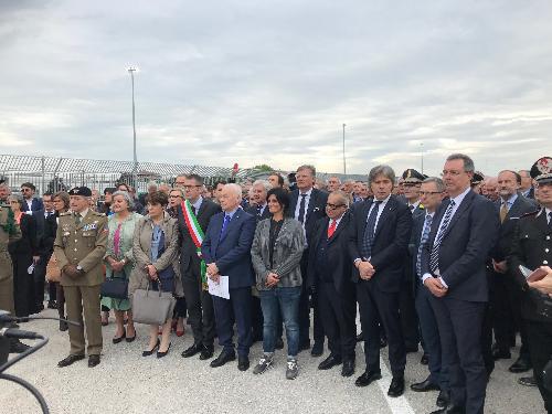 Gli assessori regionali alle Attività produttive Sergio Emidio Bini, alle Risorse agroalimentari Stefano Zannier e alle Infrastrutture Graziano Pizzimenti, all’inaugurazione del terminal ferroviario intermodale, ‘Beato Odorico da Pordenone’, ubicato nell’area dell’Interporto Centro Ingrosso di Pordenone.