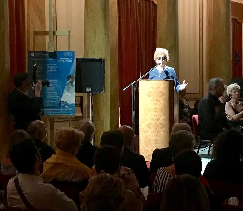 L'assessore regionale a Cultura e sport, Tiziana Gibelli, alla presentazione della stagione 2019-2020 del Teatro Verdi di Trieste.