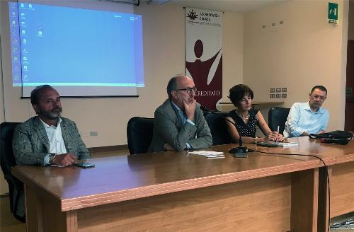 L'intervento del vicegovernatore della Regione Riccardo Riccardi durante l'incontro svoltosi in ospedale a Palmanova