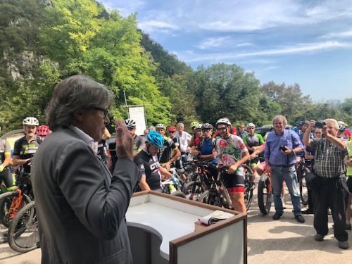 L'assessore Bini all'inaugurazione della ciclopedonale "Venezia delle nevi"