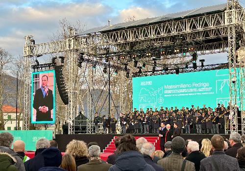 L'intervento del Governatore della Regione Massimiliano Fedriga durante la cerimonia di inaugurazione di Go!2025