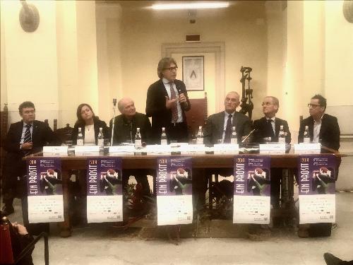 L'assessore regionale al Turismo, Sergio Emidio Bini, alla presentazione della 21. edizione di Ein Prosit, l'evento organizzato dal Consorzio di Promozione turistica del Tarvisiano, di Sella Nevea e del Passo Pramollo in collaborazione con la Regione e PromoTurismo Fvg - Udine, 18 ottobre 2019