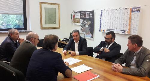 L'incontro dell'assessore regionale a Infrastrutture e Territorio, Graziano Pizzimenti con il sindaco e il vicesindaco di Castions Ivan Petrucco e Ivan Valvason, il sindaco di Porpetto Andrea Dri e il consigliere regionale Alberto Budai