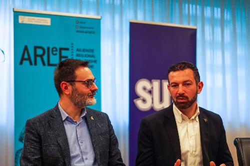 Il president de Cooperative di Informazion Furlane, Carlo Puppo e il presidente de Arlef Eros Cisilino.