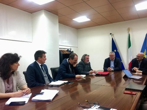 L'assessore al Patrimonio del Friuli Venezia Giulia, Sebastiano Callari, incontra la rappresentanza di Assonautica guidata dal presidente Mario Ordiner assieme al consigliere regionale Mauro Bordin - Udine, 19 novembre 2019.