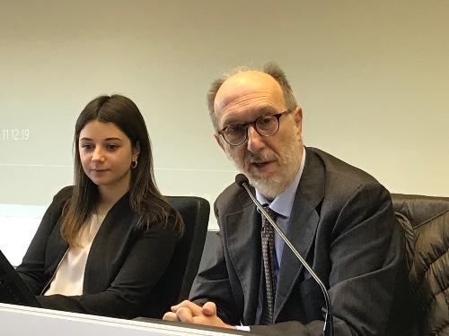 Il vicegovernatore del Friuli Venezia Giulia con delega alla Protezione civile, Riccardo Riccardi, all'incontro con il coordinamento regionale degli studenti, nel Centro operativo della Protezione civile Fvg a Palmanova.