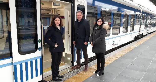 L'assessore alle Infrastrutture e territorio del Friuli Venezia Giulia, Graziano Pizzimenti, in sopralluogo alla stazione ferroviaria di Udine assieme alla responsabile di Rfi - Fvg, Rosina Oliveto, e all'assessore del Comune di Udine, Asia Battaglia - Udine, 19 dicembre 2019. 