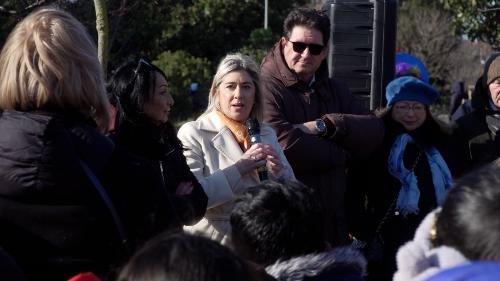 L'assessore regionale alle Infrastrutture e territorio Cristina Amirante (al centro con il cappotto bianco) in occasione dell'inaugurazione del primo lotto della ciclovia di interesse regionale FVG2/d assieme agli assessori dei Comuni di Monfalcone e Ronchi dei legionari Anna Maria Cisint e Gianpaolo Martinelli.