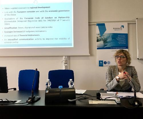 L'assessore regionale alle Finanze interviene con competenza sul Por-Fesr 2014-2020, Barbara Zilli, interviene al convegno "Exchange of Experience in FVG - progetto Interreg Europe Innova FI" sui temi degli strumenti finanziari per le imprese innovative organizzato da Friuli Innovazione assieme al Servizio accesso al credito della Direzione centrale Attività Produttive della Regione