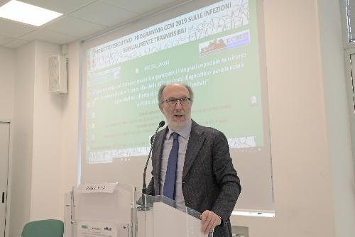 Il vicegovernatore del Friuli Venezia Giulia con delega alla Salute Riccardo Riccardi a Trieste, alla presentazione del progetto dedicato alla sperimentazione di nuovi modelli organizzativi integrati per la per la prevenzione e il controllo delle infezioni sessualmente trasmesse (Ist).