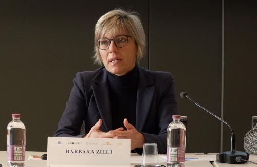 L'assessore regionale alle Finanze Barbara Zilli durante il suo intervento al convegno svoltosi a Udine