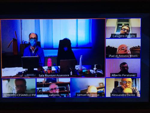 Un momento della riunione in videoconferenza alla quale ha partecipato il vicegovernatore Riccardo Riccardi.