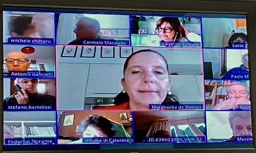 Un momento della videoconferenza tra il vicegovernatore Riccardo Riccardi e i medici di medicina generale delle Aft afferenti all'Asfo.