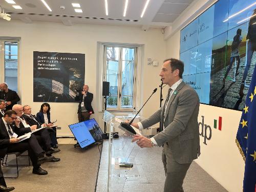 Il governatore Fedriga nel corso del suo intervento