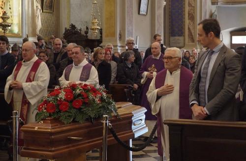 Il governatore della Regione Massimiliano Fedriga oggi a Cormons al funerale del giornlaista Bruno Pizzul