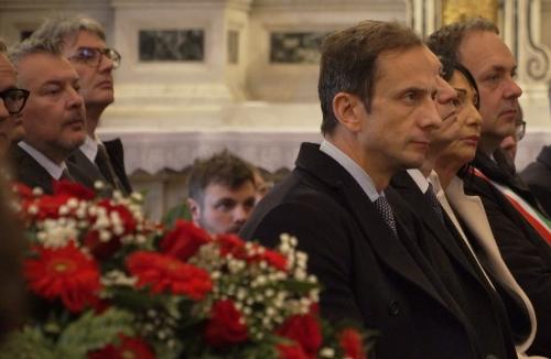 Il governatore della Regione Massimiliano Fedriga oggi a Cormons al funerale del giornlaista Bruno Pizzul