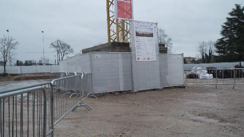 Un'immagine del cantiere per la realizzazione della nuova scuola secondaria di primo grando ad Aviano