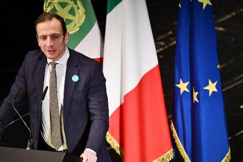 Il governatore Fedriga interviene alla cerimonia di consegna del Premio Ss. Ilario e Taziano al Presidente della Repubblica Sergio Mattarella e al già Presidente della Repubblica di Slovenia Borut Pahor 
