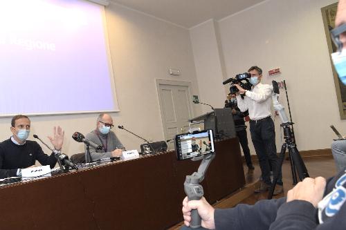 La conferenza stampa del governatore del Friuli Venezia Giulia Massimiliano Fedriga e del vicegovernatore con delega alla Salute Riccardo Riccardi, a Trieste