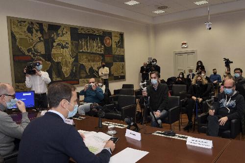 La conferenza stampa del governatore del Friuli Venezia Giulia Massimiliano Fedriga e del vicegovernatore con delega alla Salute Riccardo Riccardi, a Trieste