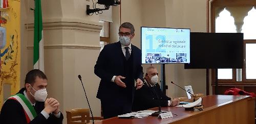 L'intervento dell'assessore regionale alla Sicurezza Pierpaolo Roberti nel corso della 12. giornata  regionale della Polizia locale