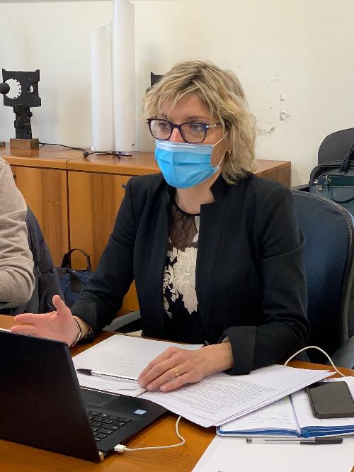 L'assessore regionale alle Finanze, Barbara Zilli, mentre illustra il ddl 120 alla V commissione consiliare.