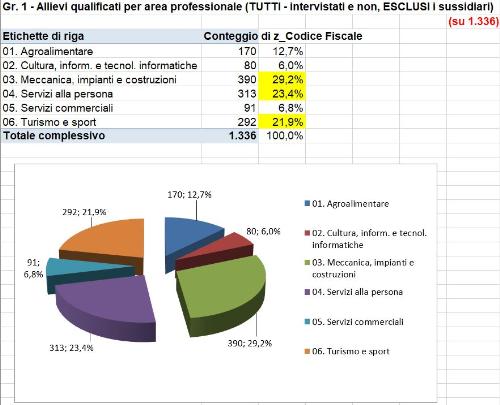 Grafico allievi qualificati per area professionale