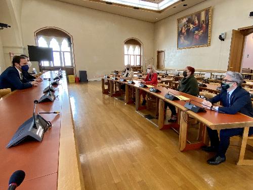 L'incontro tra il governatore della Regione Massimiliano Fedriga e l'esecutivo del Comune di Pordenone