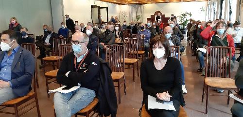 Il vicegovernatore con delega alla Salute, Riccardo Riccardi, e l'assessore regionale al Lavoro e formazione, Alessia Rosolen, al convegno "Lavorare sicuri si può" promosso da Cgil, Cisl e Uil del Friuli Venezia Giulia - Tricesimo, 27 maggio 2021.