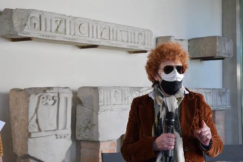 L'intervento dell'assessore regionale alla Cultura Tiziana Gibelli in occasione dell'inaugurazione della mostra "Lusso e ricchezza" al museo archeologico nazionale di Aquileia