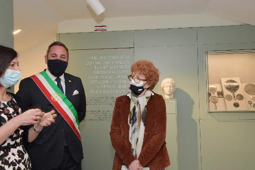 Da destra: l'assessore regionale alla Cultura Tiziana Gibelli, il sindaco e presidente facente funzioni della Fondazione Aquileia Emanuele Zorino, la direttrice del museo archeologico nazionale di Aquileia Marta Novello