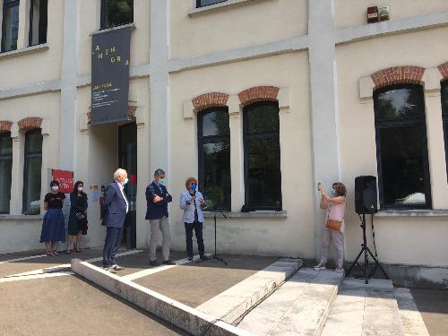 L'assessore regionale Gibelli interviene all'inaugurazione della mostra La Memoria nel Museo dell’Arte fabbrile e delle coltellerie di Maniago.
