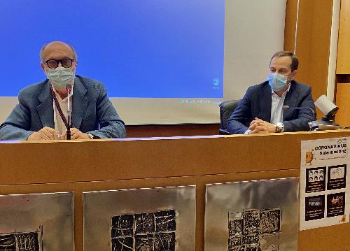 Il vicegovernatore della Regione Riccardo Riccardi durante il suo intervento alla cerimonia di donazione di due ecografi all'Asufc da parte del Rotary di Codroipo-Villa Manin
