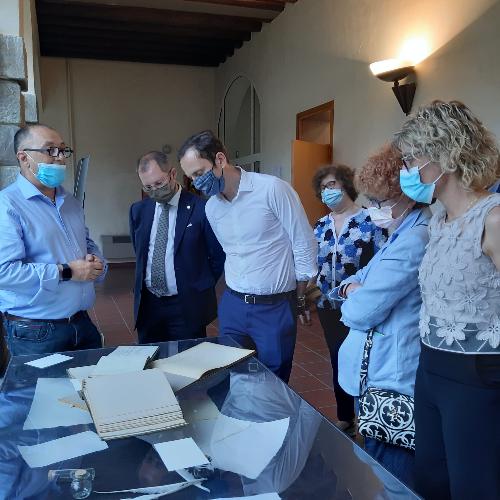 La visita del governatore Massimiliano Fedriga e degli assessori Tiziana Gibelli e Barbara Zilli allo Scriptorium Foroiuliense di San Daniele